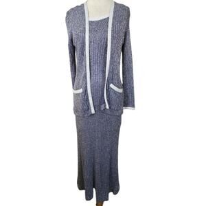 Vintage Blue Metallic Maxi Jacket Dress Size 2